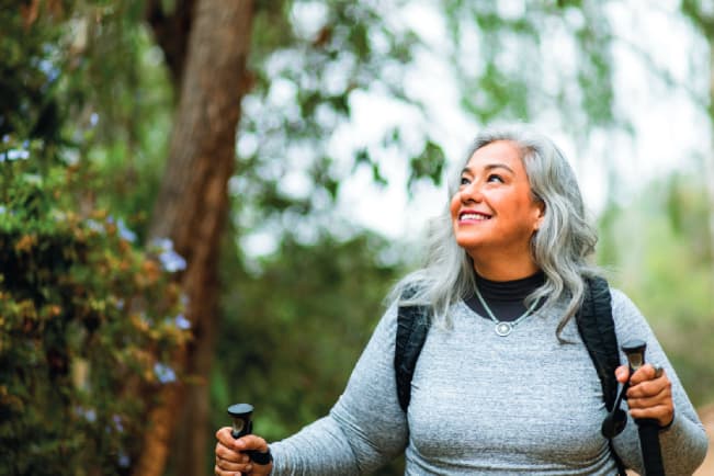 A lady hiking